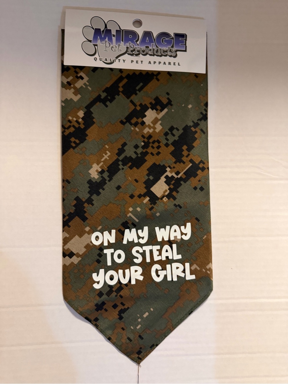 Mirage Pet Products Camouflage Dog Bandana - Green Camo with White Text